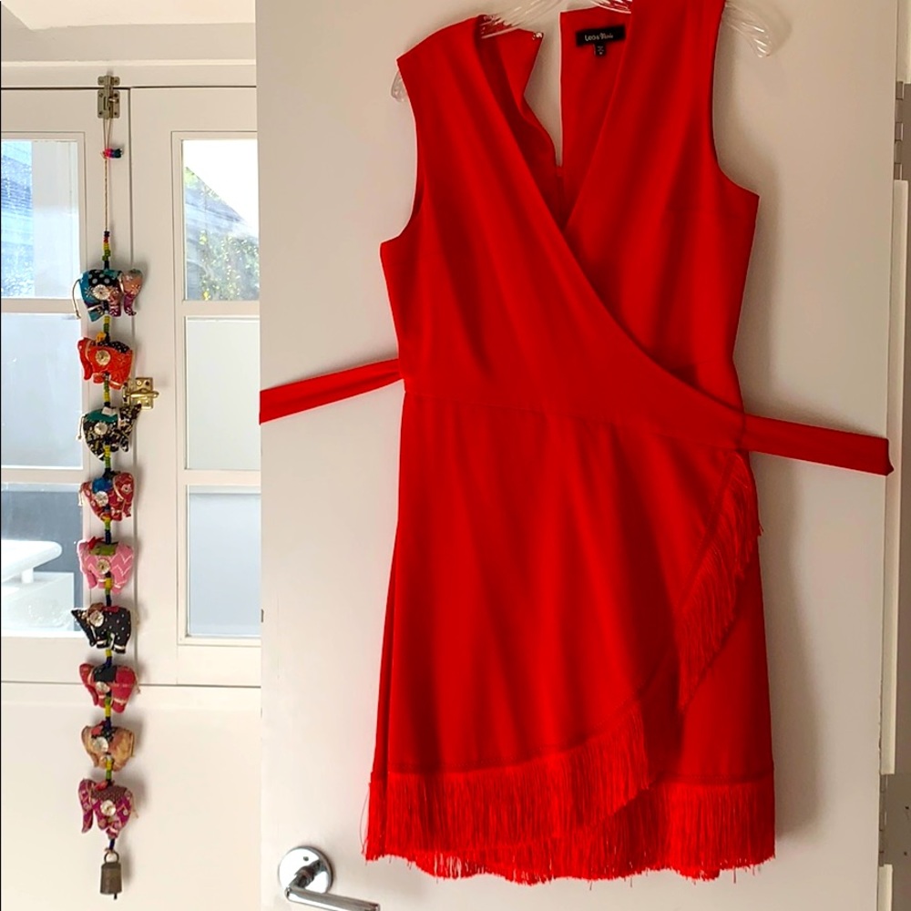 Cross body red dress